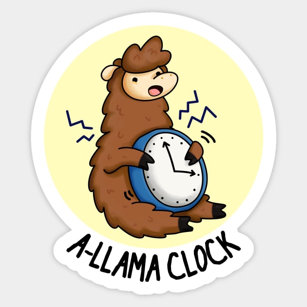 A-Llama Clock Funny Animal Pun Sticker by punnybone